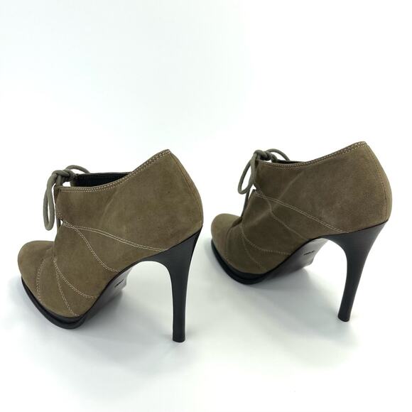 DVF Diane Von Furstenberg Guardian Stiletto Platform Bootie Sz 6.5 Tan Kid Suede - Picture 13 of 15
